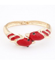 Dolphin Lovers Unique Design Fashion Bangle - Red