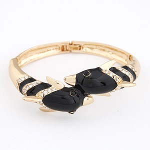 Dolphin Lovers Unique Design Fashion Bangle - Black