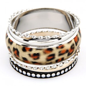 Western Vogue Leopard Prints Multiple Layer Combo Bangle