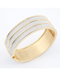 Silver Dull Polish Style Plain Golden Wide Bangle