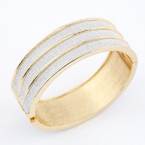 Silver Dull Polish Style Plain Golden Wide Bangle