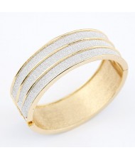 Silver Dull Polish Style Plain Golden Wide Bangle