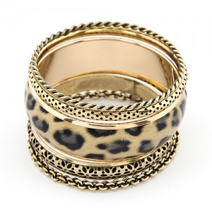 Vintage Leopard Prints Combo Bangle - Gray Leopard