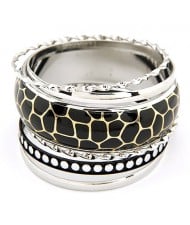 Vintage Snake Skin Fashion Combo Bangle - Black Snake Skin