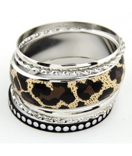 Vintage Leopard Prints Combo Bangle - Black Leopard