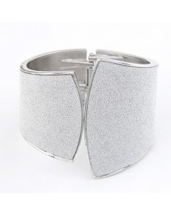 Punk Style Dull Polish Bending Sheet Bangle - Silver