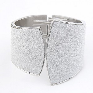 Punk Style Dull Polish Bending Sheet Bangle - Silver