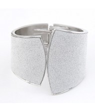 Punk Style Dull Polish Bending Sheet Bangle - Silver