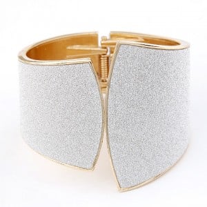 Punk Style Silver Dull Polish Bending Sheet Bangle - Golden
