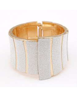 Punk Style Dull Polish Decorated Bending Sheet Bangle - Silver