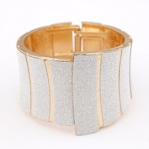 Punk Style Dull Polish Decorated Bending Sheet Bangle - Silver