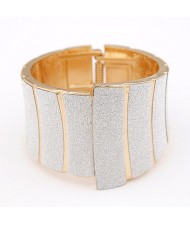 Punk Style Dull Polish Decorated Bending Sheet Bangle - Silver