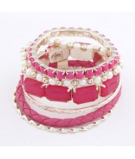 Weaving Style with Gems Fashion Combo Bangle - Rose