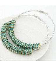 Rhinestone Inlaid Cluster Design Hoop Earrings - Green