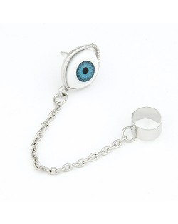 Eye Ball Design Ear Stud with Ear Clip Combo - One Piece