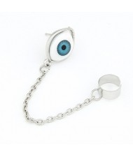 Eye Ball Design Ear Stud with Ear Clip Combo Unilateral Earring