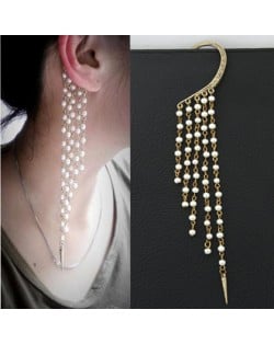 Bohemian Style Pearls Tassel Unilateral Earring