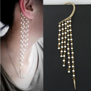 Bohemian Style Pearls Tassel Unilateral Earring