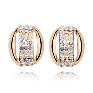 Zircon Inlaid Elegant Button Golden Earrings