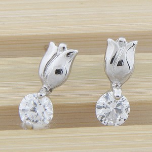 Rose Bud Style Rhinestone Zircon Ear Studs - Transparent