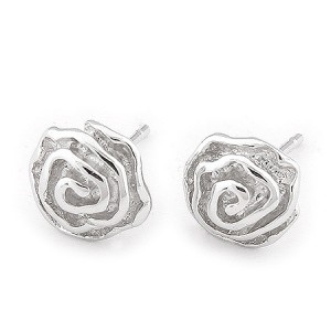 Vivid Silver Rose Design Ear Studs
