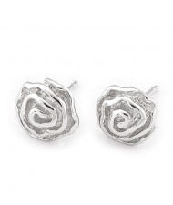 Vivid Silver Rose Design Ear Studs