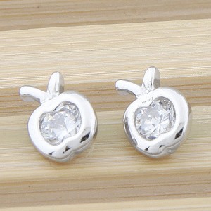 Zircon Embedded Apple Shape Ear Studs - Transparent