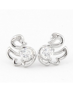 Delicate Zircon Implanted Swan Ear Studs