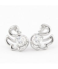 Delicate Zircon Implanted Swan Ear Studs