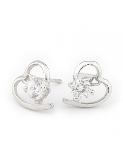 Korean Zircon Fashion Twin Hearts Ear Studs