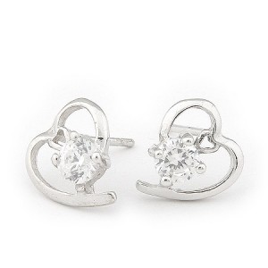 Korean Zircon Fashion Twin Hearts Ear Studs