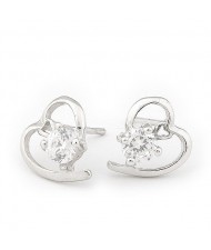 Korean Zircon Fashion Twin Hearts Ear Studs