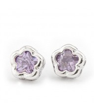 Classic Plum Blossom Ear Studs - Light Purple