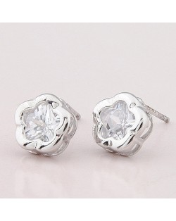 Classic Plum Blossom Ear Studs - Transparent