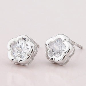 Classic Plum Blossom Ear Studs - Transparent