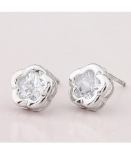 Classic Plum Blossom Ear Studs - Transparent