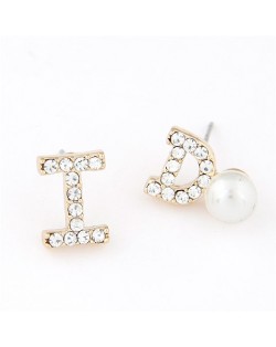 Pearl and Czech Rhinestone Fashion Characters Earrings