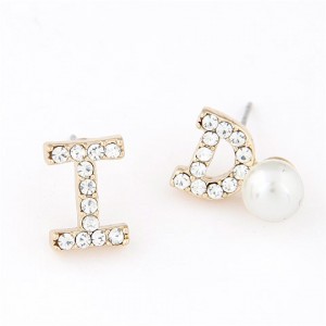 Pearl and Czech Rhinestone Fashion Characters Earrings