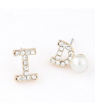 Pearl and Czech Rhinestone Fashion Characters Earrings