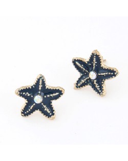 Lovely Black Starfish Ear Studs