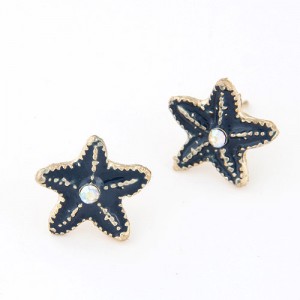 Lovely Black Starfish Ear Studs