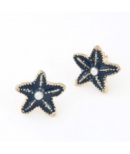 Lovely Black Starfish Ear Studs