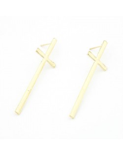 Western Fashion Design Simple Cross Earrings - Golden