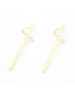 Western Fashion Design Simple Cross Earrings - Golden