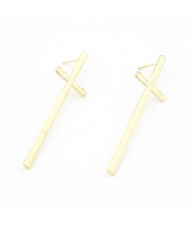 Western Fashion Design Simple Cross Earrings - Golden