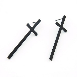 Western Fashion Design Simple Cross Earrings - Black