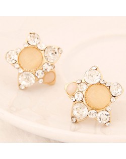Rhinestone Inlaid Cutie Lucky Stars Ear Studs