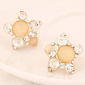 Rhinestone Inlaid Cutie Lucky Stars Ear Studs