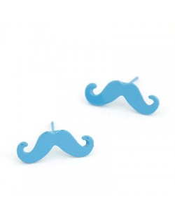 Korean Fashion Mini Mustache Ear Studs Ear Studs - Sky Blue