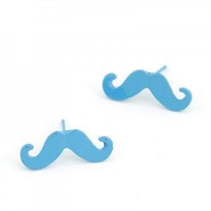 Korean Fashion Mini Mustache Ear Studs Ear Studs - Sky Blue